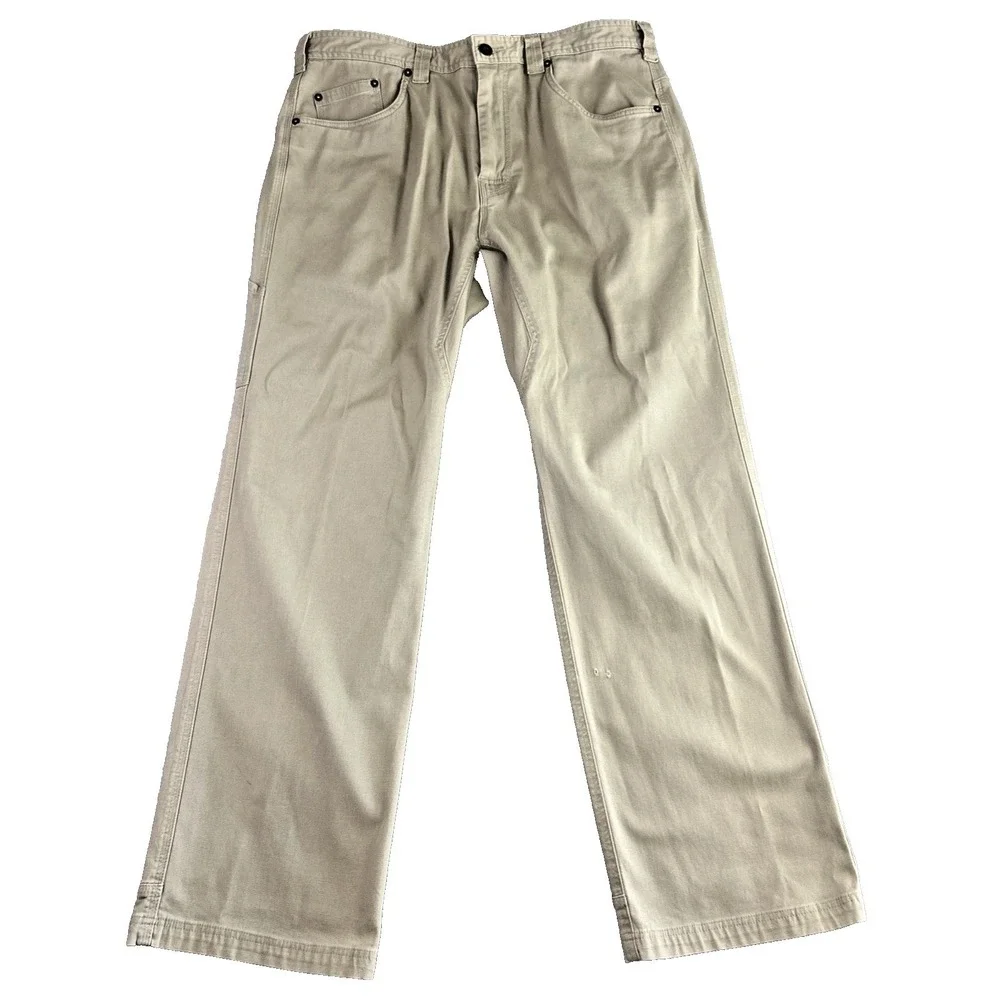 Prana‎ Breathe 36 X 32 Khaki Jeans Pants Carpenter Utility Relaxed Fit Outdoor